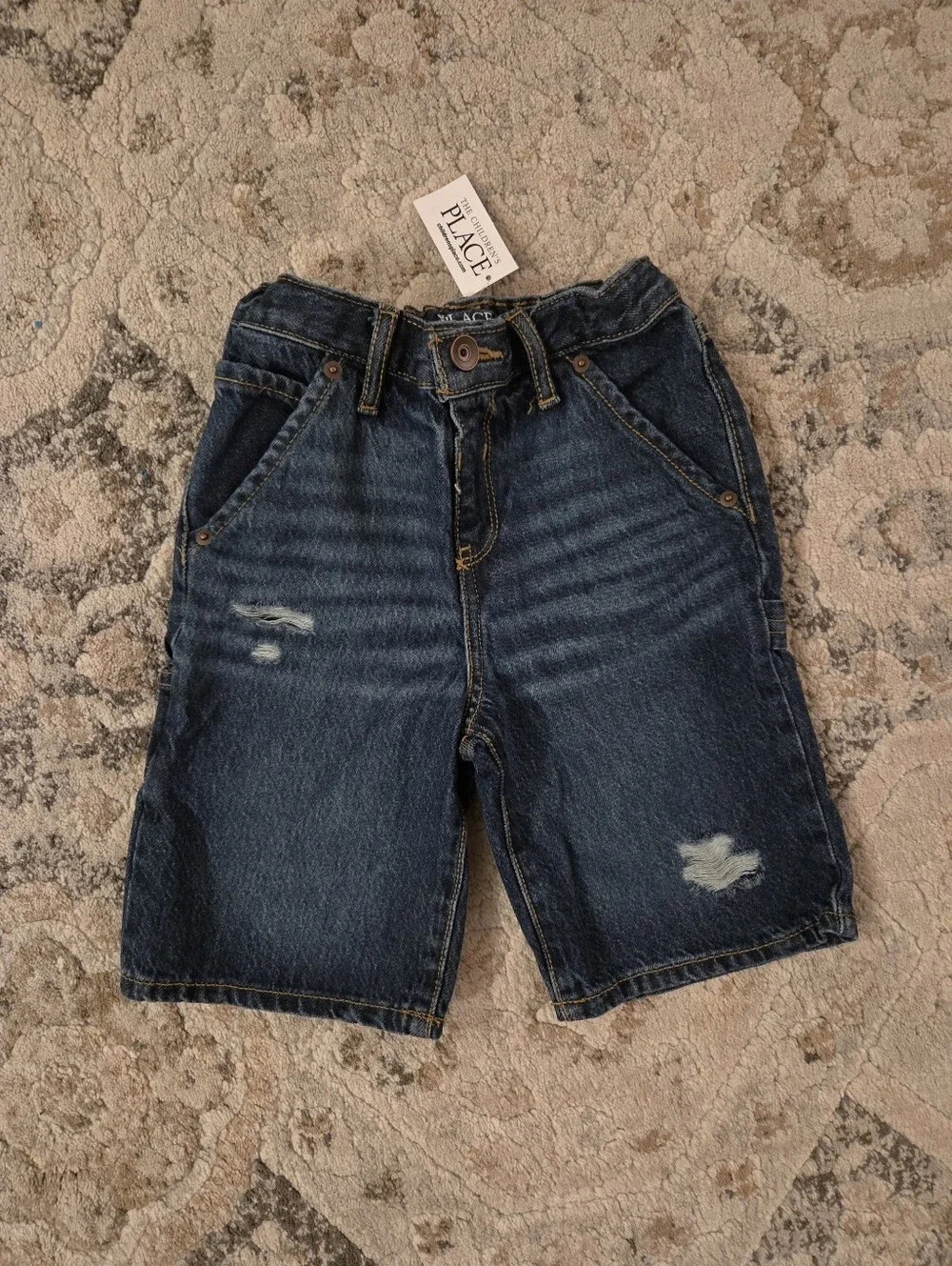 NWT The Childrens Place Baggy Distressed Utility Jorts Size 5